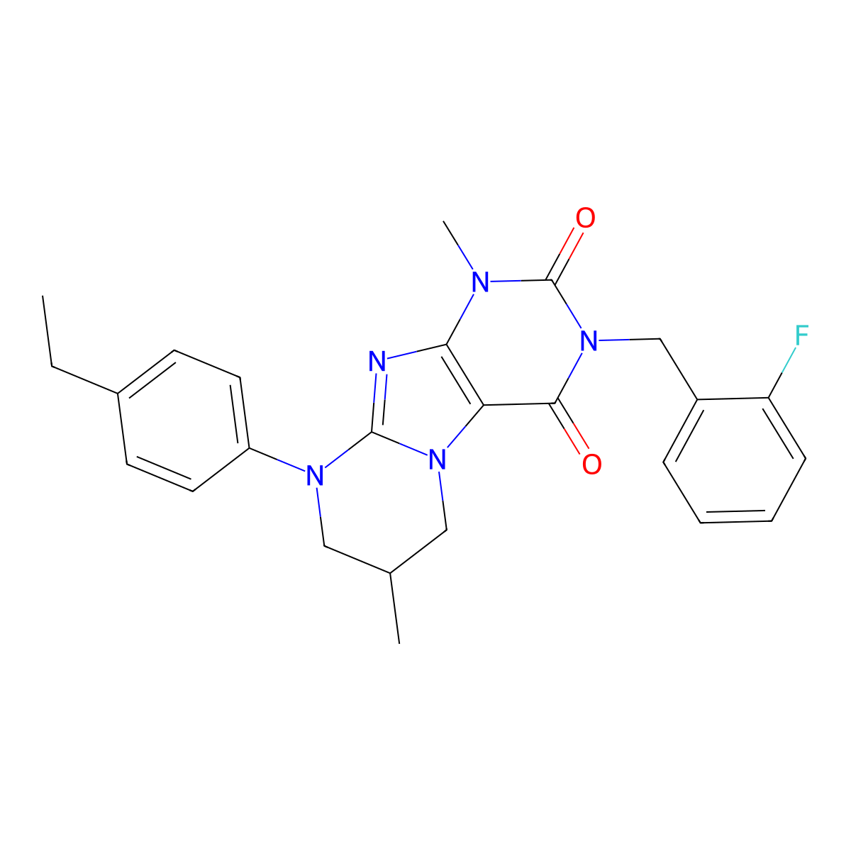 9-(4-ethylphenyl)-3-[(2-fluorophenyl)methyl]-1,7-dimethyl-7,8-dihydro-6H-purino[7,8-a]pyrimidine-2,4-dione molecular structure, CAS 844827-63-0