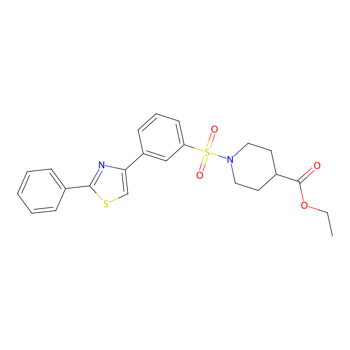 Ethyl 1-{[3-(2-phenyl-1,3-thiazol-4-yl)phenyl]sulfonyl}-4-piperidinecarboxylate molecular structure, CAS 844827-74-3
