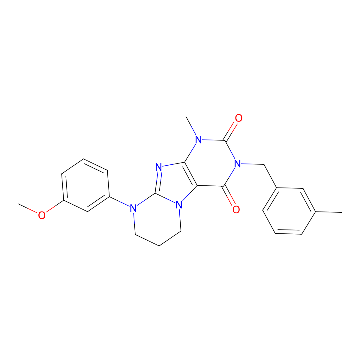 9-(3-methoxyphenyl)-1-methyl-3-[(3-methylphenyl)methyl]-7,8-dihydro-6H-purino[7,8-a]pyrimidine-2,4-dione molecular structure, CAS 844827-86-7