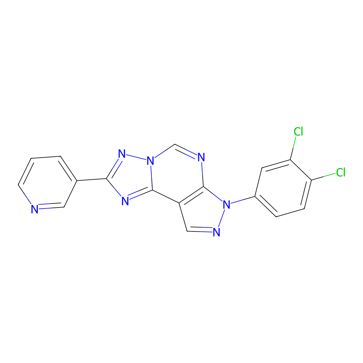 3-(3,4-Dichlorophenyl)-8-(3-pyridyl)-6-hydropyrazolo[5,4-d]1,2,4-triazolo[1,5-e]pyrimidine molecular structure, CAS 844827-96-9