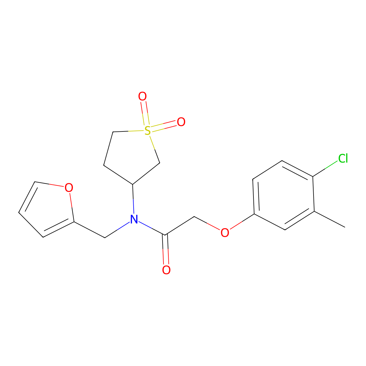2-(4-chloro-3-methylphenoxy)-N-(1,1-dioxidotetrahydrothiophen-3-yl)-N-(furan-2-ylmethyl)acetamide molecular structure, CAS 844828-14-4
