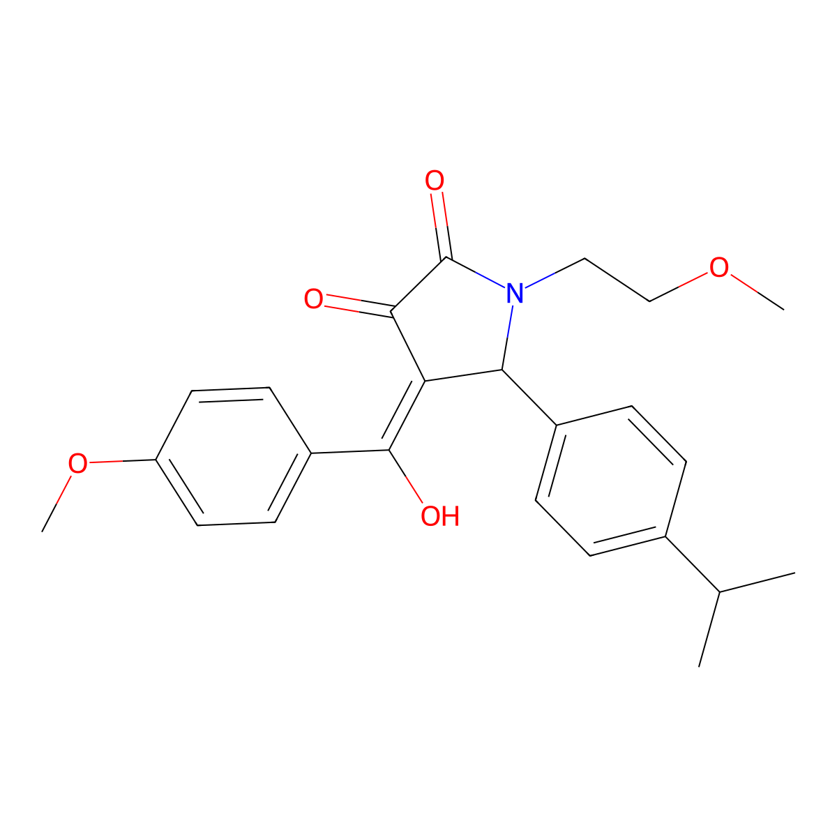 3-hydroxy-4-(4-methoxybenzoyl)-1-(2-methoxyethyl)-5-[4-(propan-2-yl)phenyl]-2,5-dihydro-1H-pyrrol-2-one molecular structure, CAS 844828-34-8