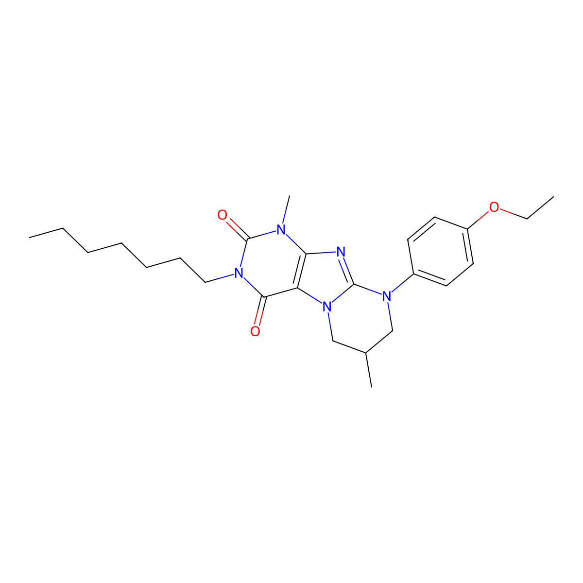 9-(4-ethoxyphenyl)-3-heptyl-1,7-dimethyl-7,8-dihydro-6H-purino[7,8-a]pyrimidine-2,4-dione molecular structure, CAS 844828-35-9