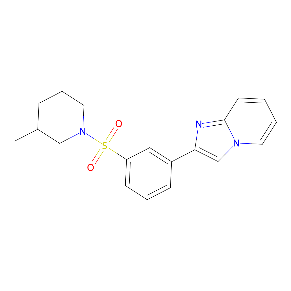 2-{3-[(3-Methylpiperidin-1-yl)sulfonyl]phenyl}imidazo[1,2-a]pyridine molecular structure, CAS 844828-87-1