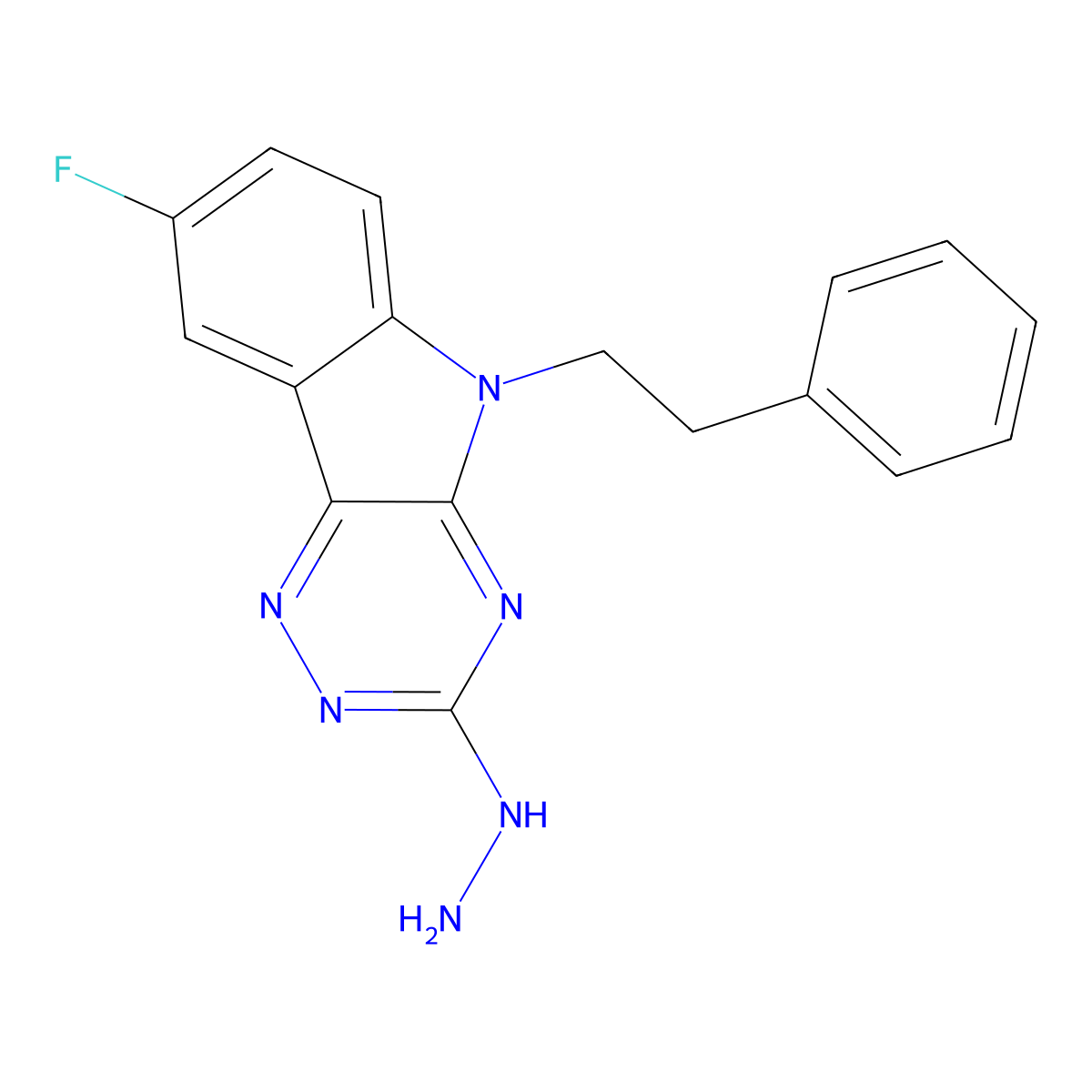 8-fluoro-3-hydrazinyl-5-(2-phenylethyl)-5H-[1,2,4]triazino[5,6-b]indole molecular structure, CAS 844829-17-0