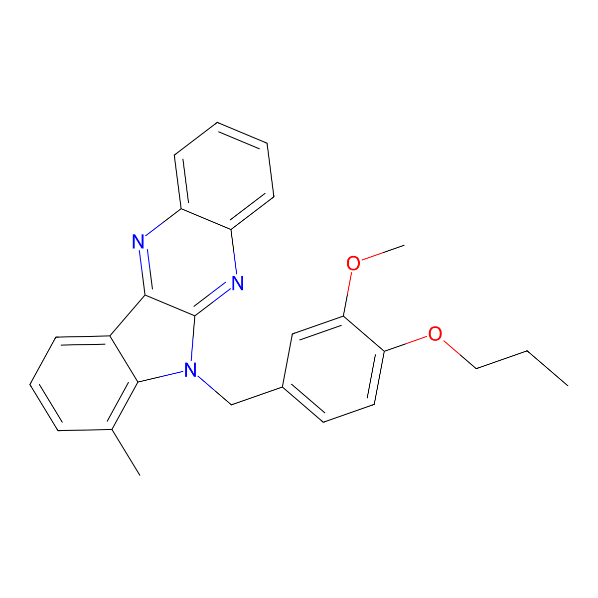 6-(3-methoxy-4-propoxybenzyl)-7-methyl-6H-indolo[2,3-b]quinoxaline molecular structure, CAS 844829-46-5