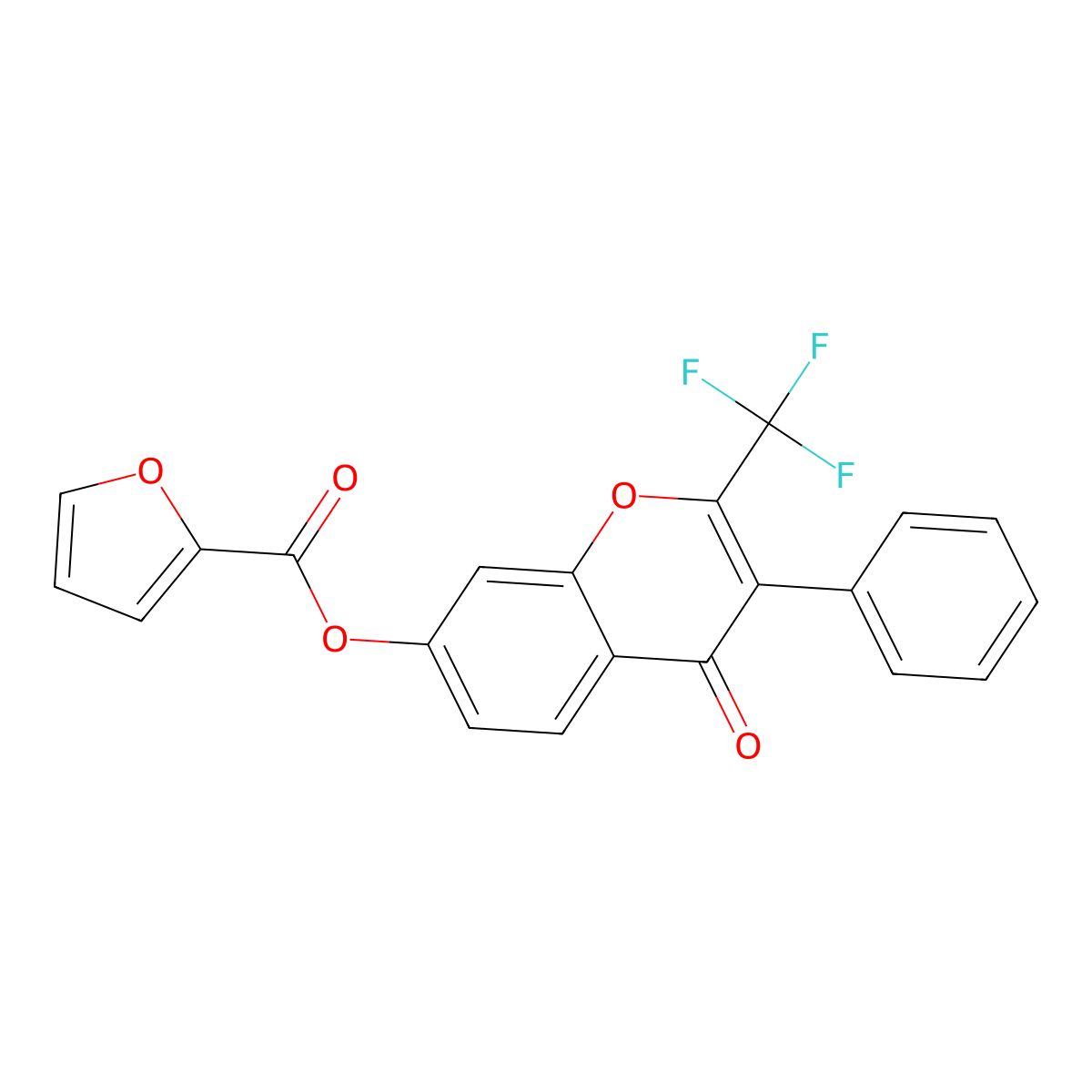 4-oxo-3-phenyl-2-(trifluoromethyl)-4H-chromen-7-yl furan-2-carboxylate molecular structure, CAS 844830-15-5