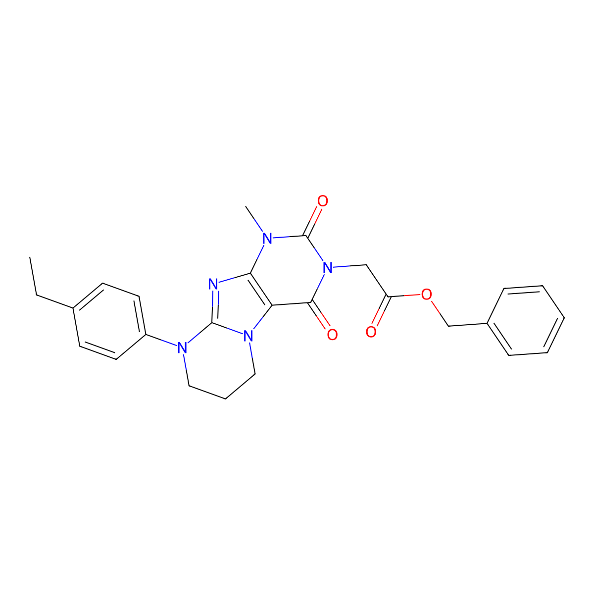 benzyl 2-[9-(4-ethylphenyl)-1-methyl-2,4-dioxo-7,8-dihydro-6H-purino[7,8-a]pyrimidin-3-yl]acetate molecular structure, CAS 844832-66-2