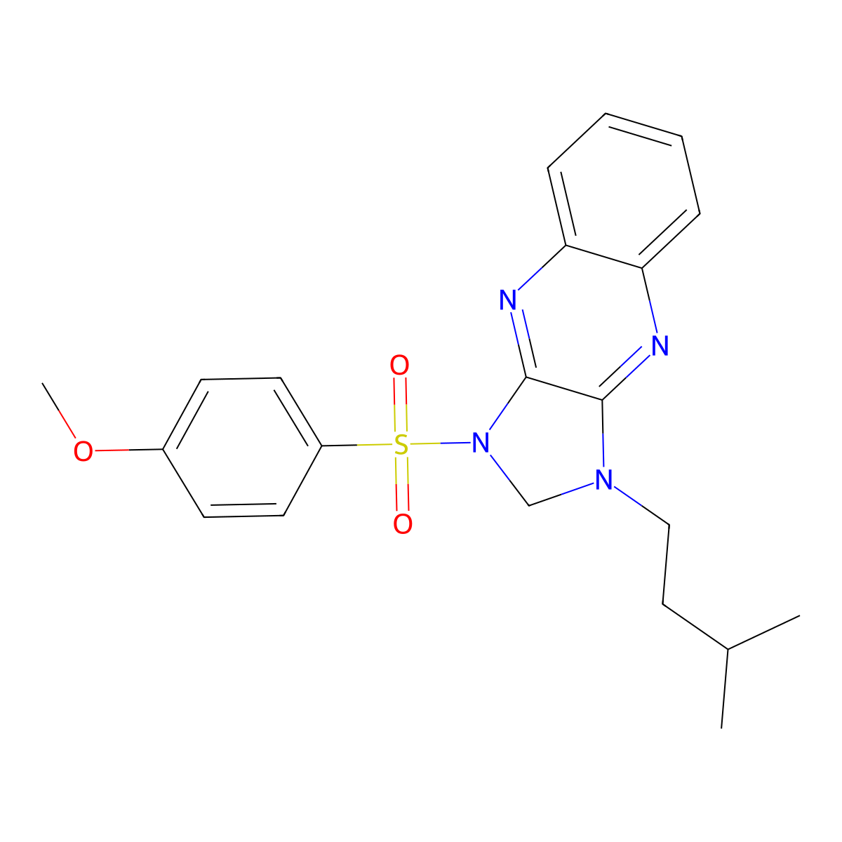 1-isopentyl-3-((4-methoxyphenyl)sulfonyl)-2,3-dihydro-1H-imidazo[4,5-b]quinoxaline molecular structure, CAS 844832-77-5