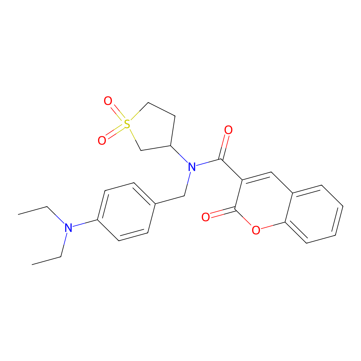N-[4-(diethylamino)benzyl]-N-(1,1-dioxidotetrahydrothiophen-3-yl)-2-oxo-2H-chromene-3-carboxamide molecular structure, CAS 844832-96-8