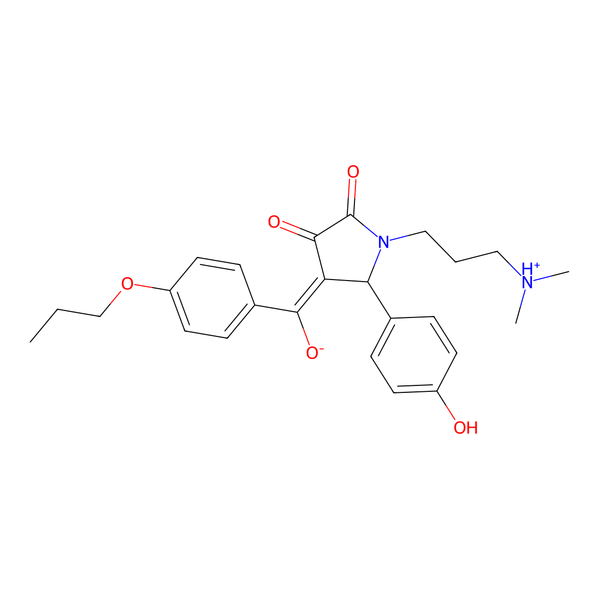 1-[3-(dimethylamino)propyl]-3-hydroxy-5-(4-hydroxyphenyl)-4-(4-propoxybenzoyl)-2,5-dihydro-1H-pyrrol-2-one molecular structure, CAS 844832-99-1