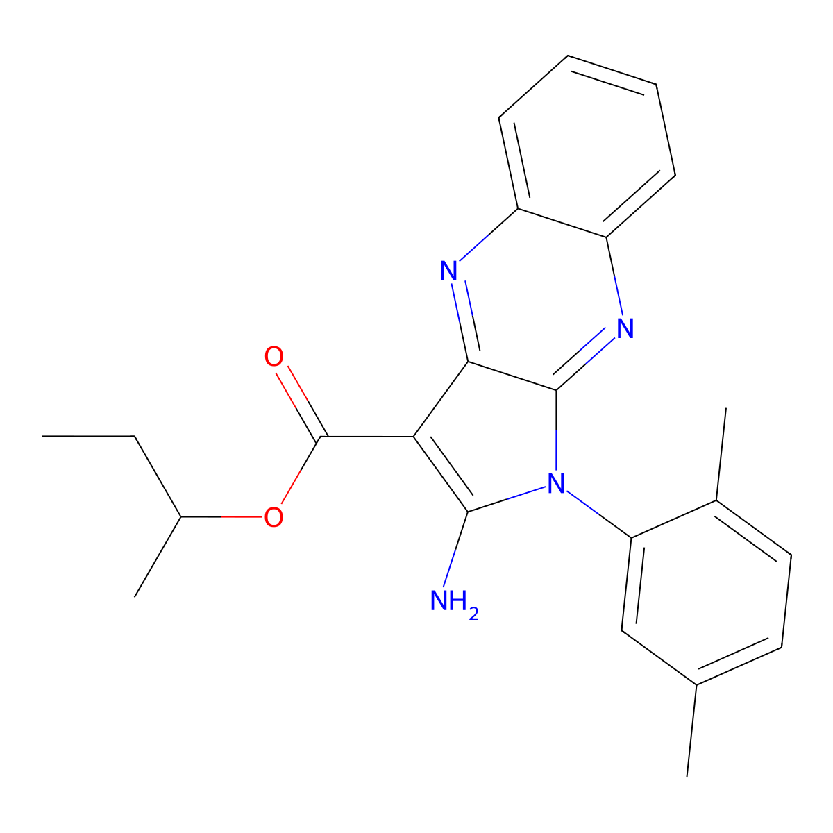 Butan-2-yl 2-amino-1-(2,5-dimethylphenyl)pyrrolo[3,2-b]quinoxaline-3-carboxylate molecular structure, CAS 844833-02-9