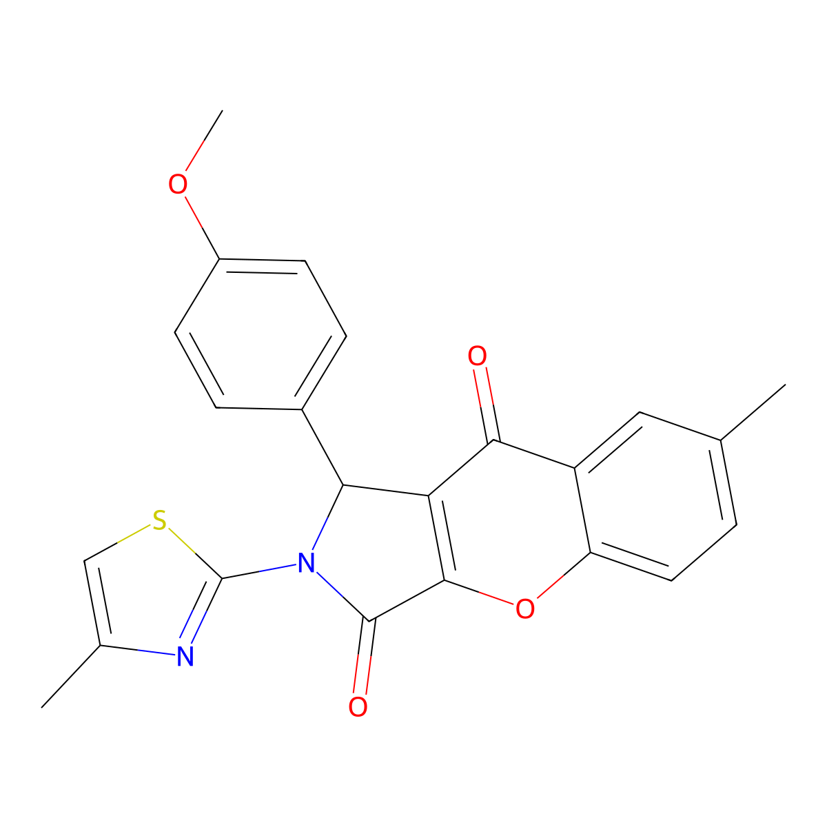 1-(4-Methoxyphenyl)-7-methyl-2-(4-methylthiazol-2-yl)-1,2-dihydrochromeno[2,3-c]pyrrole-3,9-dione molecular structure, CAS 844833-04-1