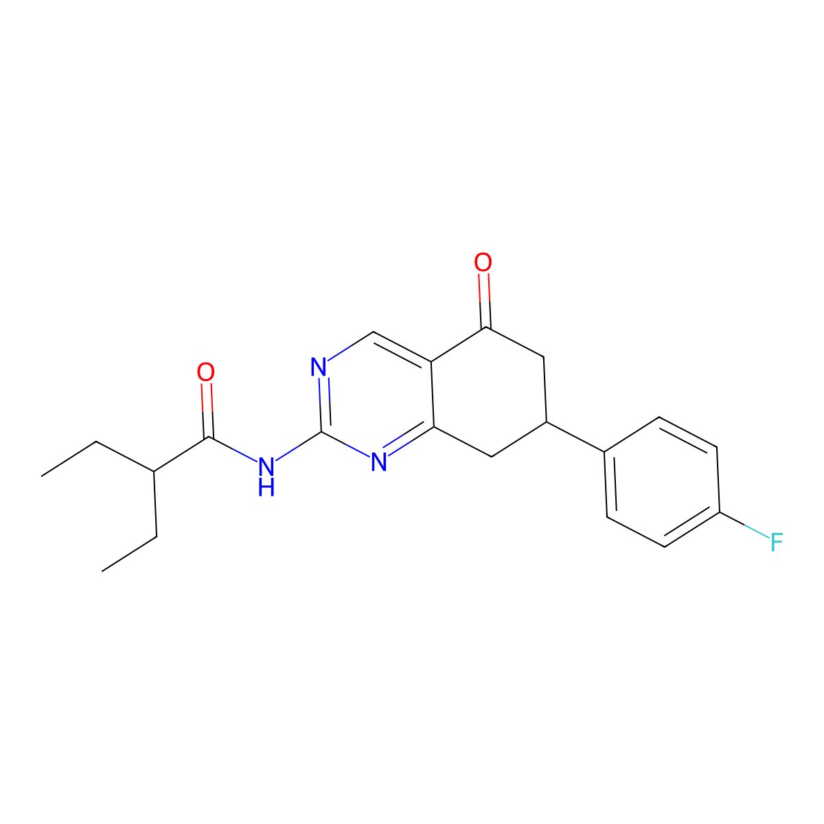 2-ethyl-N-[7-(4-fluorophenyl)-5-oxo-5,6,7,8-tetrahydroquinazolin-2-yl]butanamide molecular structure, CAS 844833-70-1