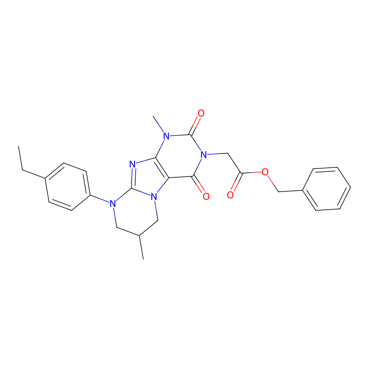 benzyl 2-[9-(4-ethylphenyl)-1,7-dimethyl-2,4-dioxo-7,8-dihydro-6H-purino[7,8-a]pyrimidin-3-yl]acetate molecular structure, CAS 844834-04-4