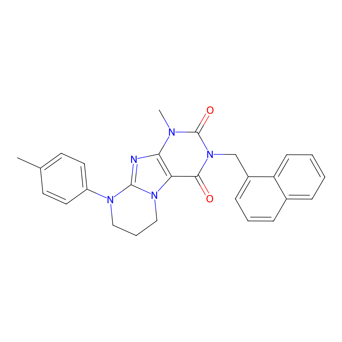 1-methyl-9-(4-methylphenyl)-3-(naphthalen-1-ylmethyl)-7,8-dihydro-6H-purino[7,8-a]pyrimidine-2,4-dione molecular structure, CAS 844834-16-8
