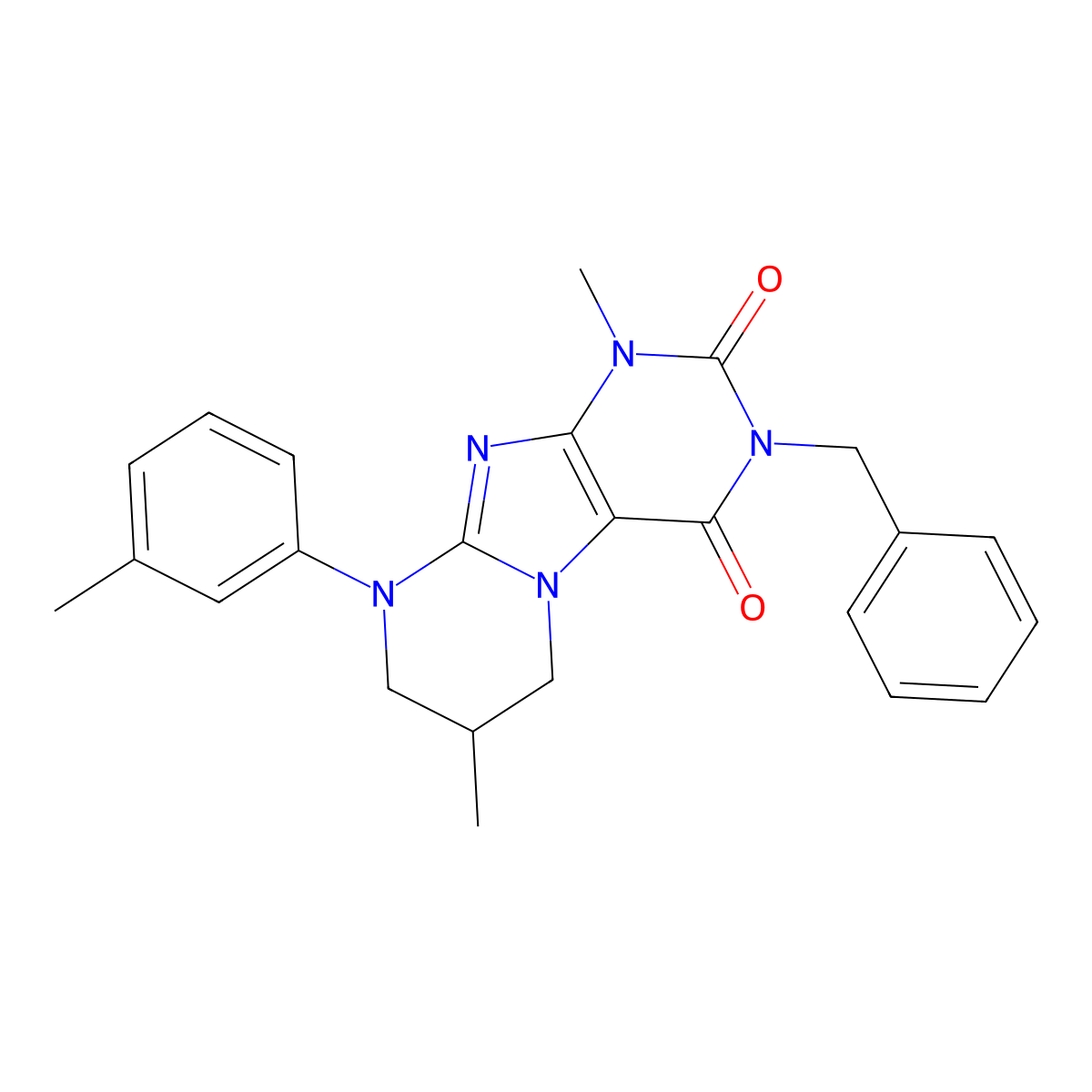 3-benzyl-1,7-dimethyl-9-(3-methylphenyl)-7,8-dihydro-6H-purino[7,8-a]pyrimidine-2,4-dione molecular structure, CAS 844834-38-4