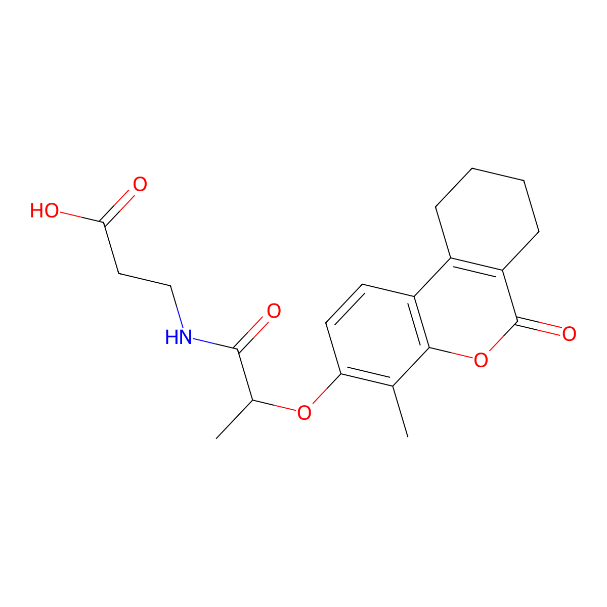 3-({2-[(4-methyl-6-oxo-7,8,9,10-tetrahydro-6H-benzo[c]chromen-3-yl)oxy]propanoyl}amino)propanoic acid molecular structure, CAS 844834-47-5