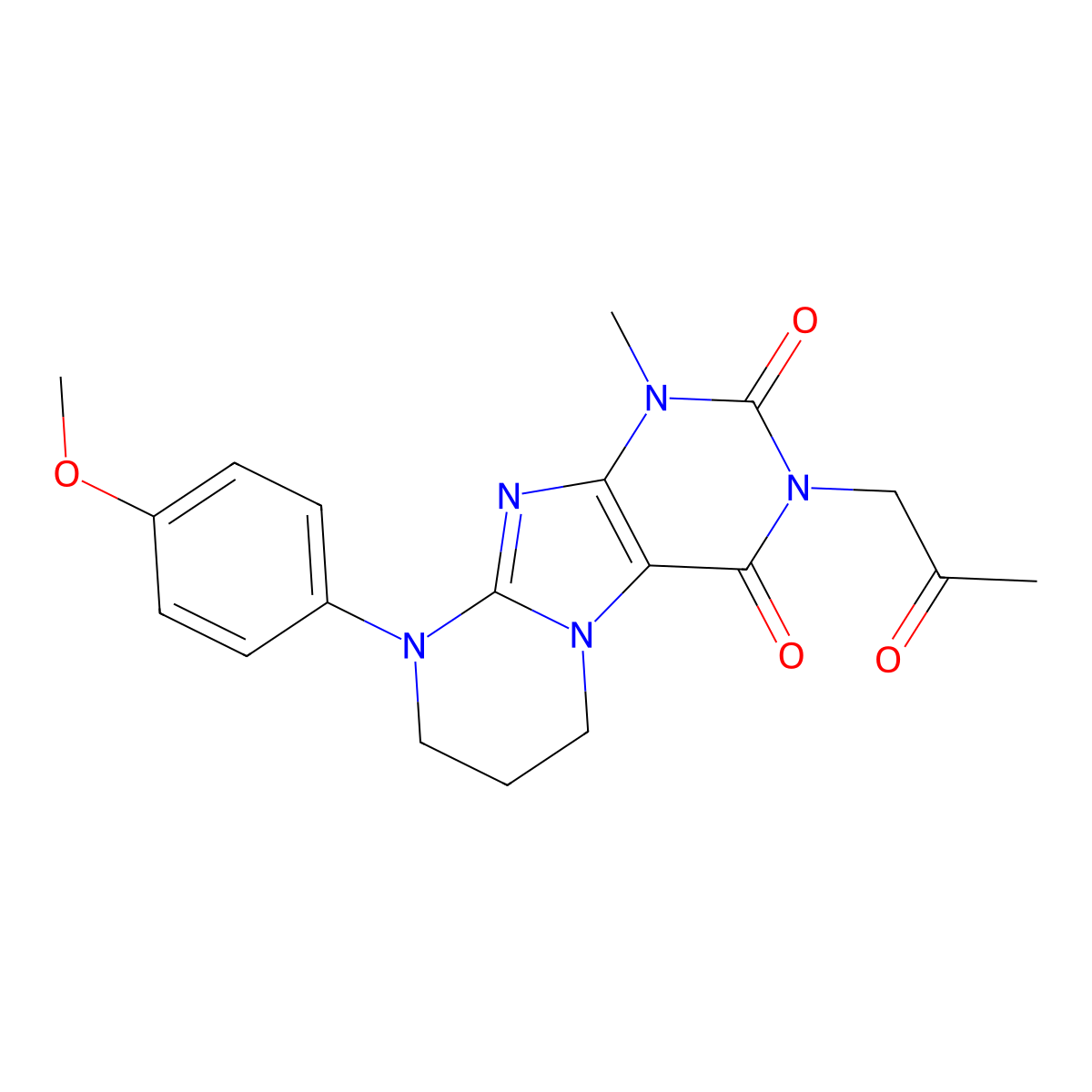 9-(4-methoxyphenyl)-1-methyl-3-(2-oxopropyl)-7,8-dihydro-6H-purino[7,8-a]pyrimidine-2,4-dione molecular structure, CAS 844834-61-3