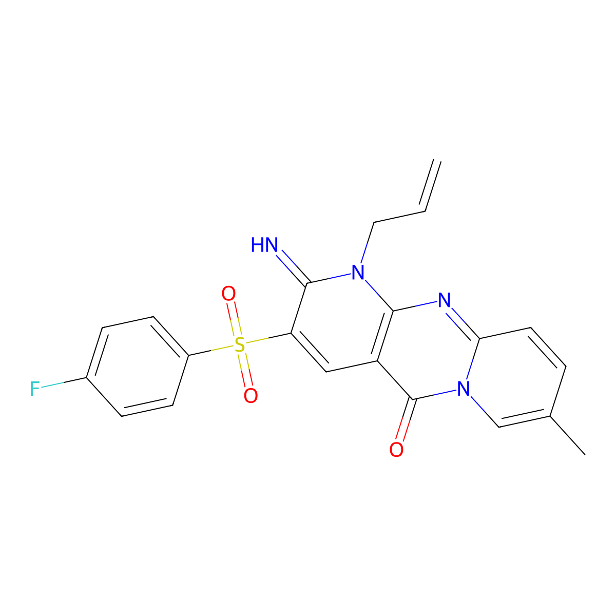 1-allyl-3-((4-fluorophenyl)sulfonyl)-2-imino-8-methyl-1H-dipyrido[1,2-a:2',3'-d]pyrimidin-5(2H)-one molecular structure, CAS 844834-63-5