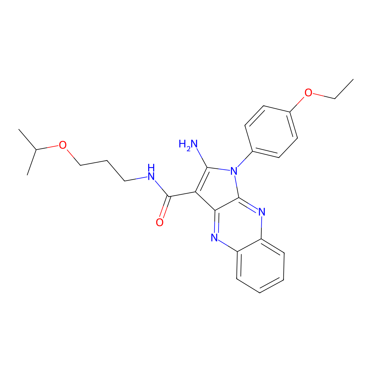 2-amino-1-(4-ethoxyphenyl)-N-(3-isopropoxypropyl)-1H-pyrrolo[2,3-b]quinoxaline-3-carboxamide molecular structure, CAS 844834-75-9