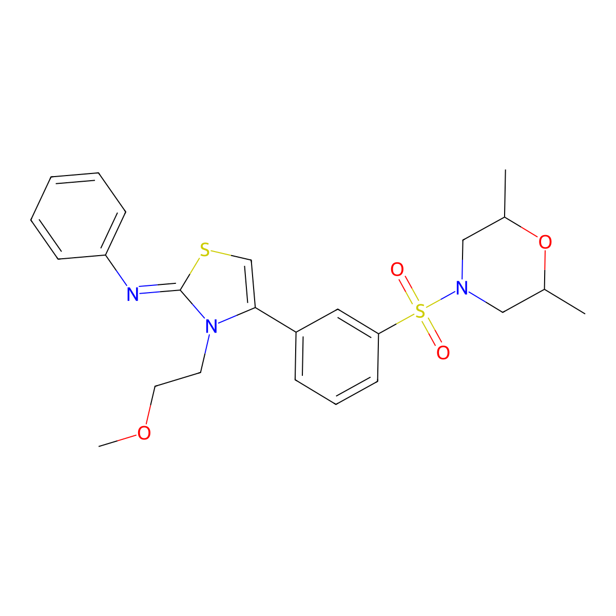 N-[(2Z)-4-{3-[(2,6-dimethylmorpholin-4-yl)sulfonyl]phenyl}-3-(2-methoxyethyl)-1,3-thiazol-2(3H)-ylidene]aniline molecular structure, CAS 844834-77-1