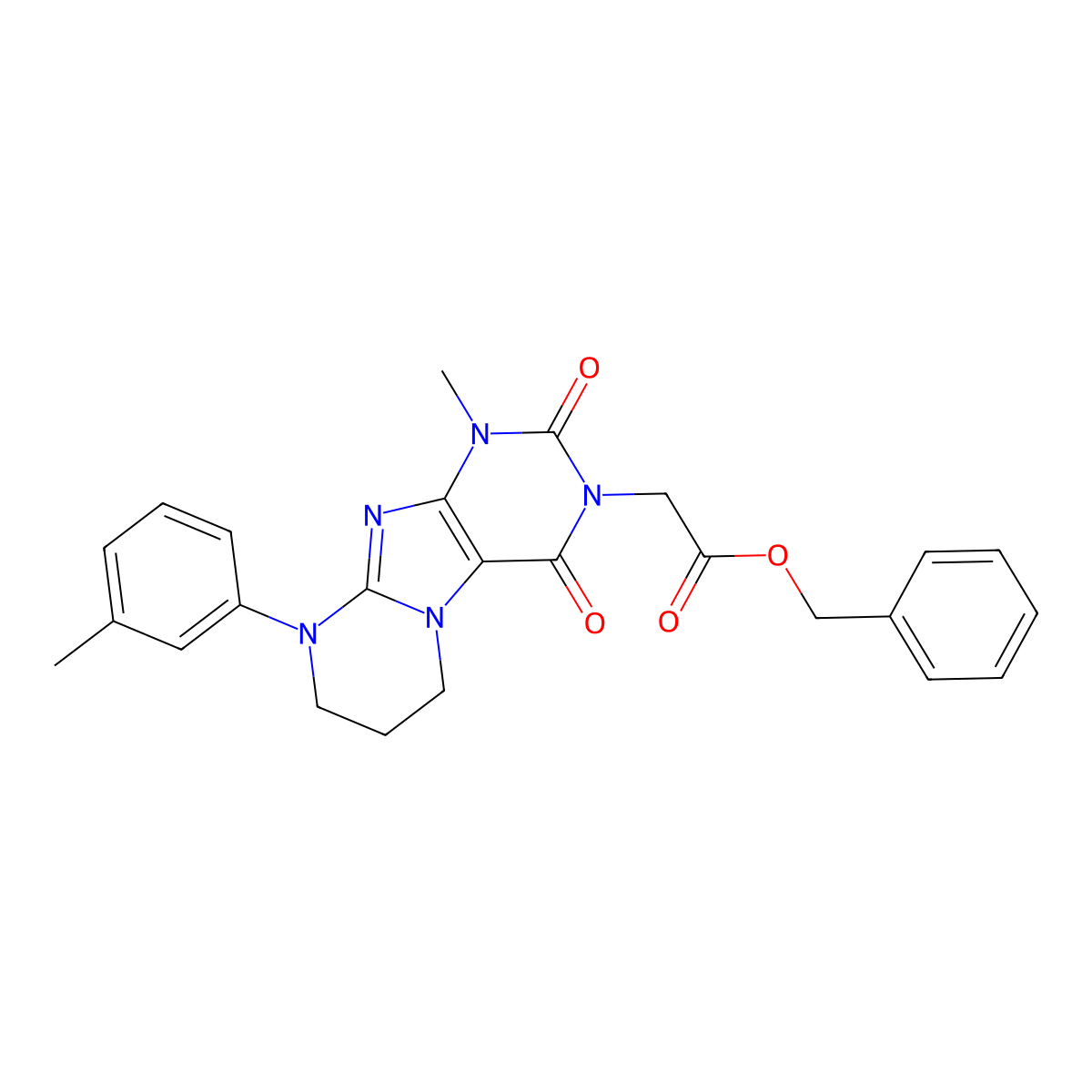 benzyl 2-[1-methyl-9-(3-methylphenyl)-2,4-dioxo-7,8-dihydro-6H-purino[7,8-a]pyrimidin-3-yl]acetate molecular structure, CAS 844834-78-2