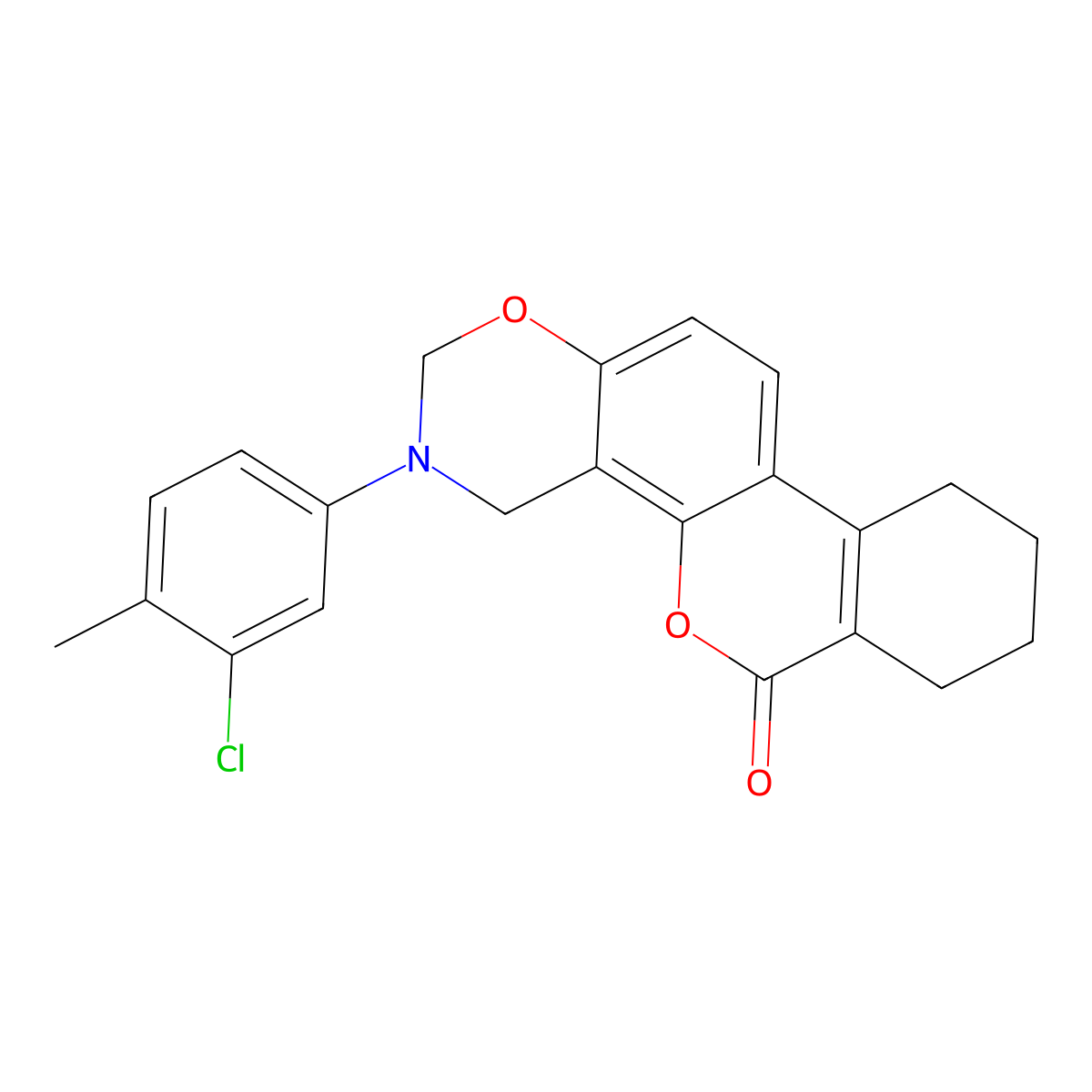 3-(3-chloro-4-methylphenyl)-3,4,7,8,9,10-hexahydro-2H,6H-benzo[3,4]chromeno[8,7-e][1,3]oxazin-6-one molecular structure, CAS 844834-82-8