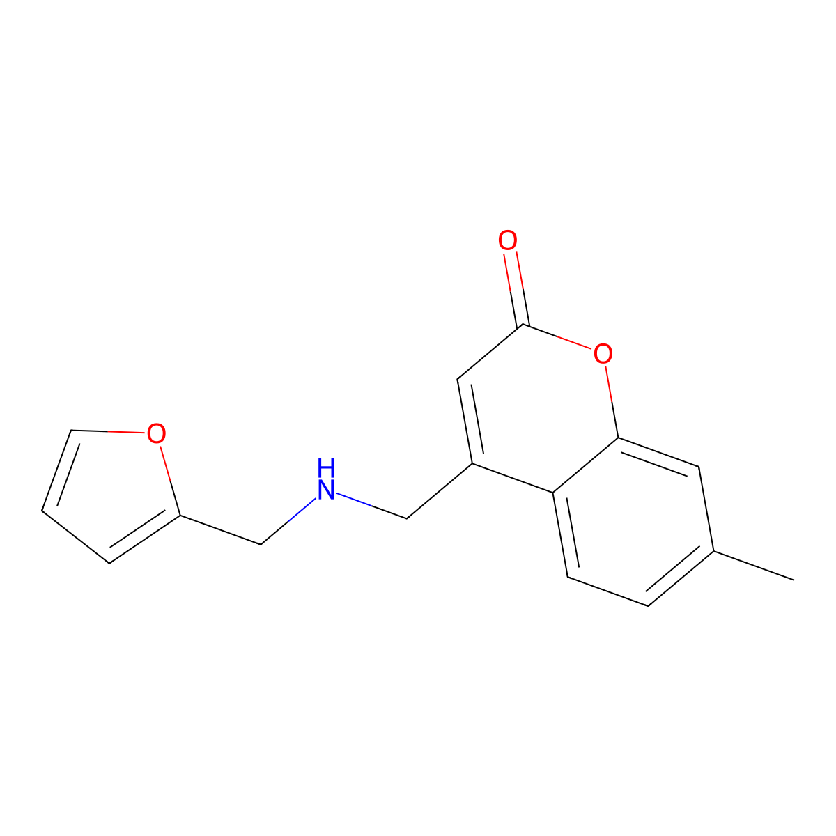 4-(((furan-2-ylmethyl)amino)methyl)-7-methyl-2H-chromen-2-one molecular structure, CAS 844834-89-5