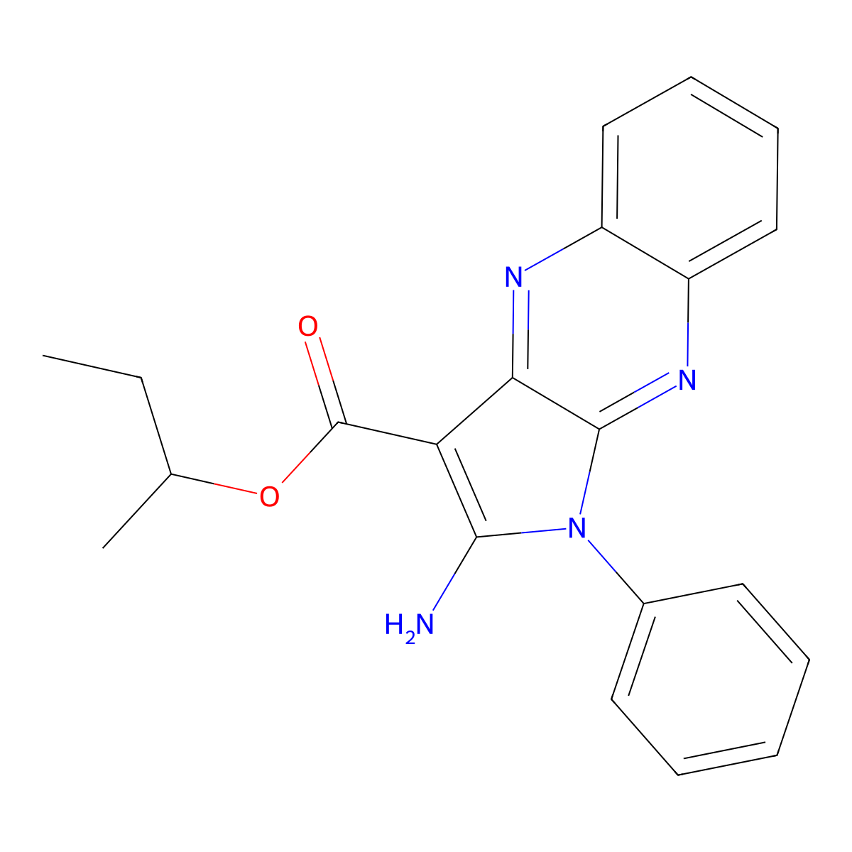 Butan-2-yl 2-amino-1-phenylpyrrolo[3,2-b]quinoxaline-3-carboxylate molecular structure, CAS 844835-37-6