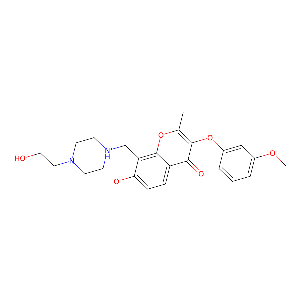 7-hydroxy-8-{[4-(2-hydroxyethyl)piperazin-1-yl]methyl}-3-(3-methoxyphenoxy)-2-methyl-4H-chromen-4-one molecular structure, CAS 844836-00-6