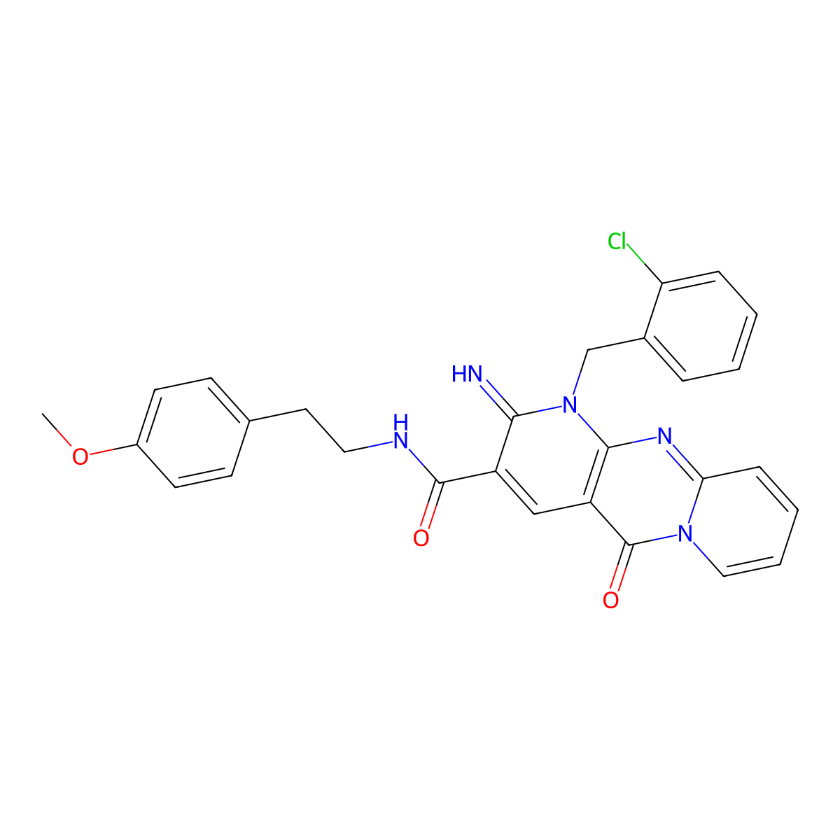 {1-[(2-chlorophenyl)methyl]-2-imino-5-oxo(1,6-dihydropyridino[1,2-a]pyridino[2,3-d]pyrimidin-3-yl)}-N-[2-(4-methoxyphenyl)ethyl]carboxamide molecular structure, CAS 844836-03-9