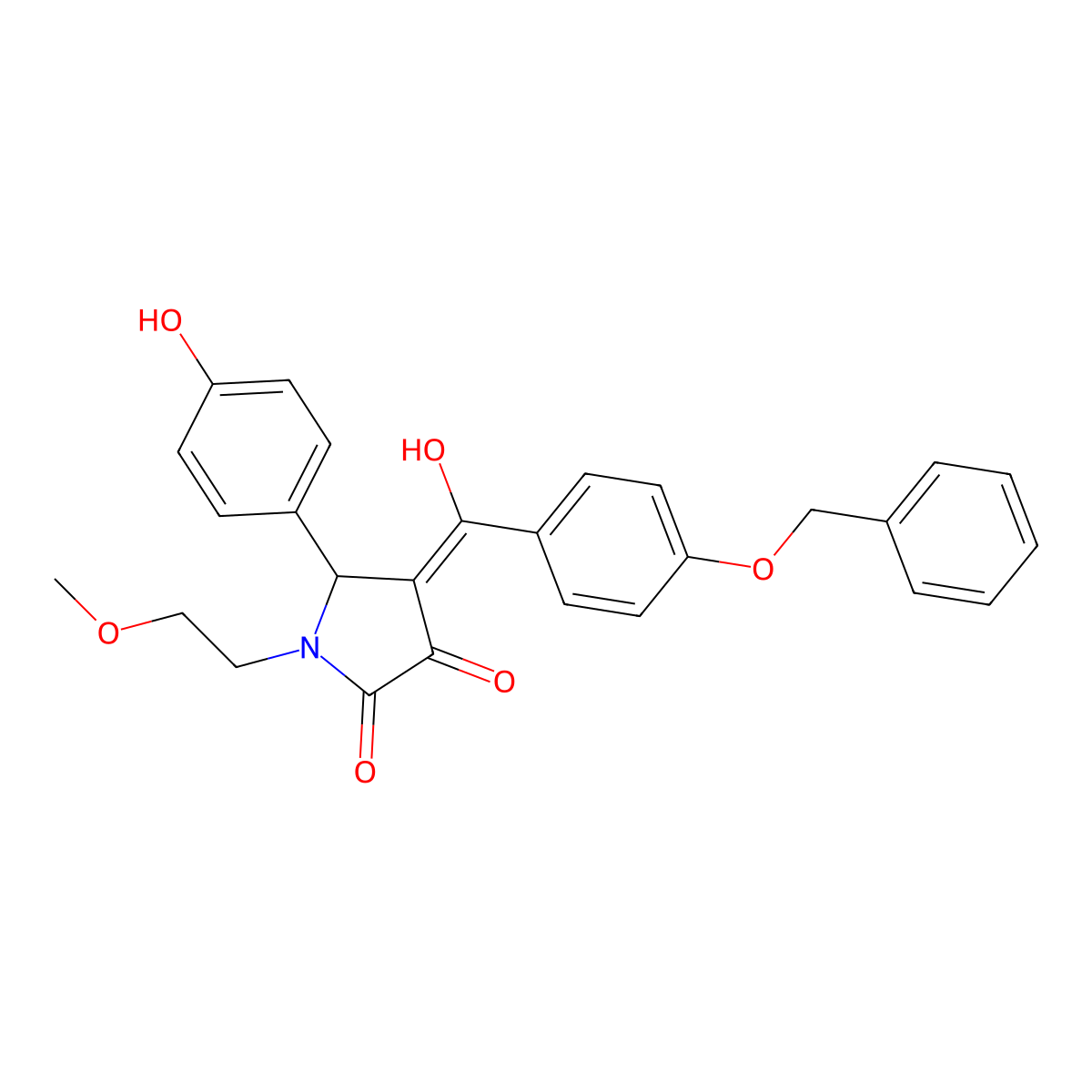 4-[4-(benzyloxy)benzoyl]-3-hydroxy-5-(4-hydroxyphenyl)-1-(2-methoxyethyl)-2,5-dihydro-1H-pyrrol-2-one molecular structure, CAS 844836-08-4