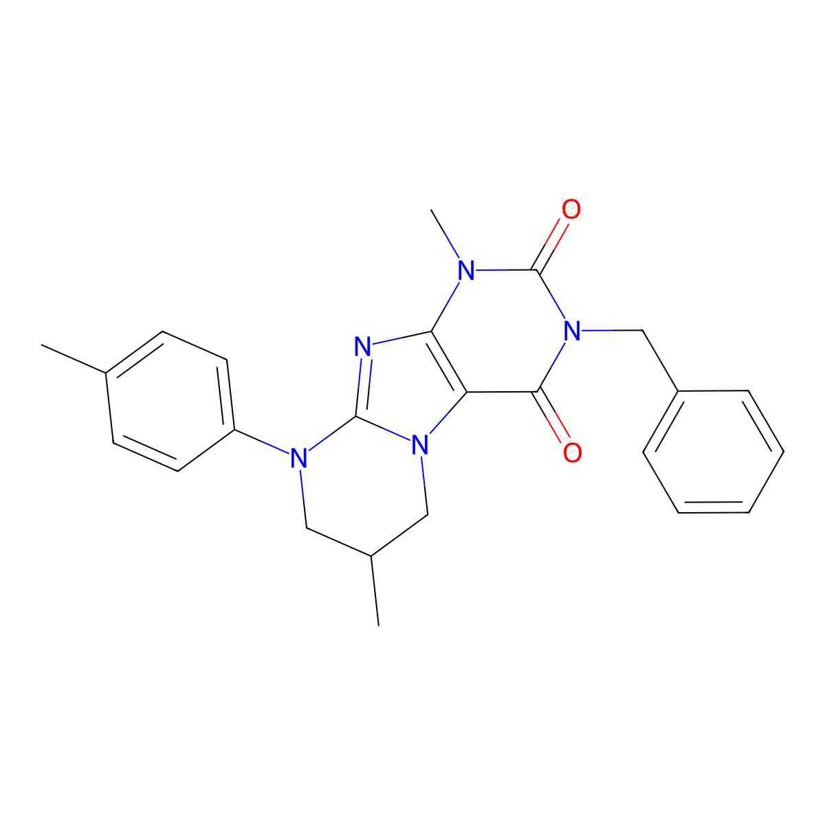 3-benzyl-1,7-dimethyl-9-(4-methylphenyl)-7,8-dihydro-6H-purino[7,8-a]pyrimidine-2,4-dione molecular structure, CAS 844837-00-9