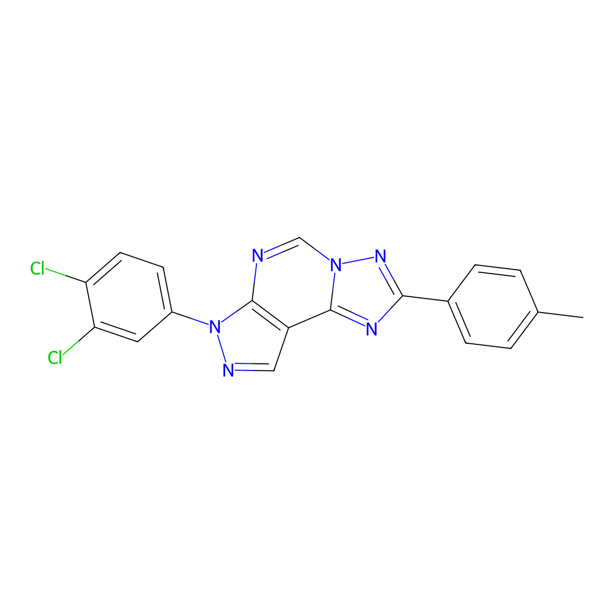 3-(3,4-Dichlorophenyl)-8-(4-methylphenyl)-6-hydropyrazolo[5,4-d]1,2,4-triazolo [1,5-e]pyrimidine molecular structure, CAS 844837-19-0
