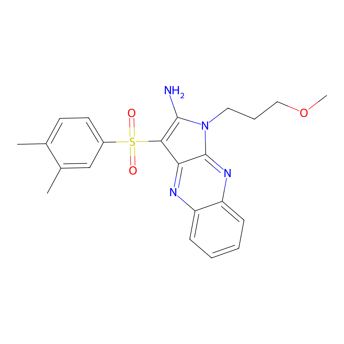 3-((3,4-dimethylphenyl)sulfonyl)-1-(3-methoxypropyl)-1H-pyrrolo[2,3-b]quinoxalin-2-amine molecular structure, CAS 844837-28-1