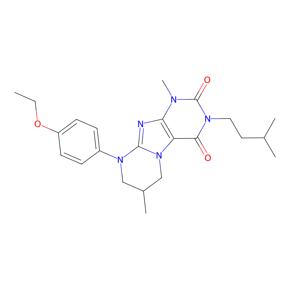 9-(4-ethoxyphenyl)-1,7-dimethyl-3-(3-methylbutyl)-7,8-dihydro-6H-purino[7,8-a]pyrimidine-2,4-dione molecular structure, CAS 844837-32-7