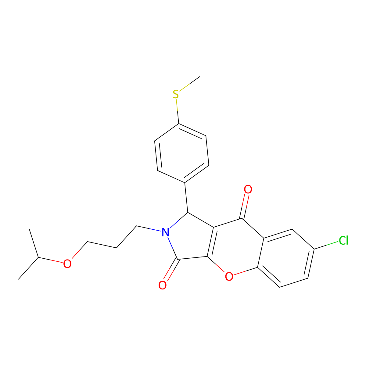7-Chloro-2-(3-isopropoxypropyl)-1-[4-(methylsulfanyl)phenyl]-1,2-dihydrochromeno[2,3-c]pyrrole-3,9-dione molecular structure, CAS 844837-45-2