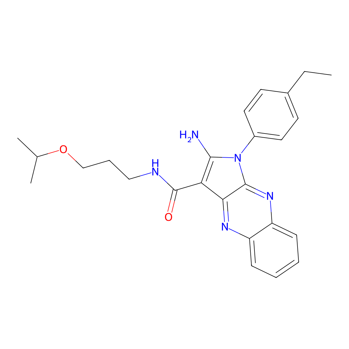 2-amino-1-(4-ethylphenyl)-N-(3-isopropoxypropyl)-1H-pyrrolo[2,3-b]quinoxaline-3-carboxamide molecular structure, CAS 844837-49-6