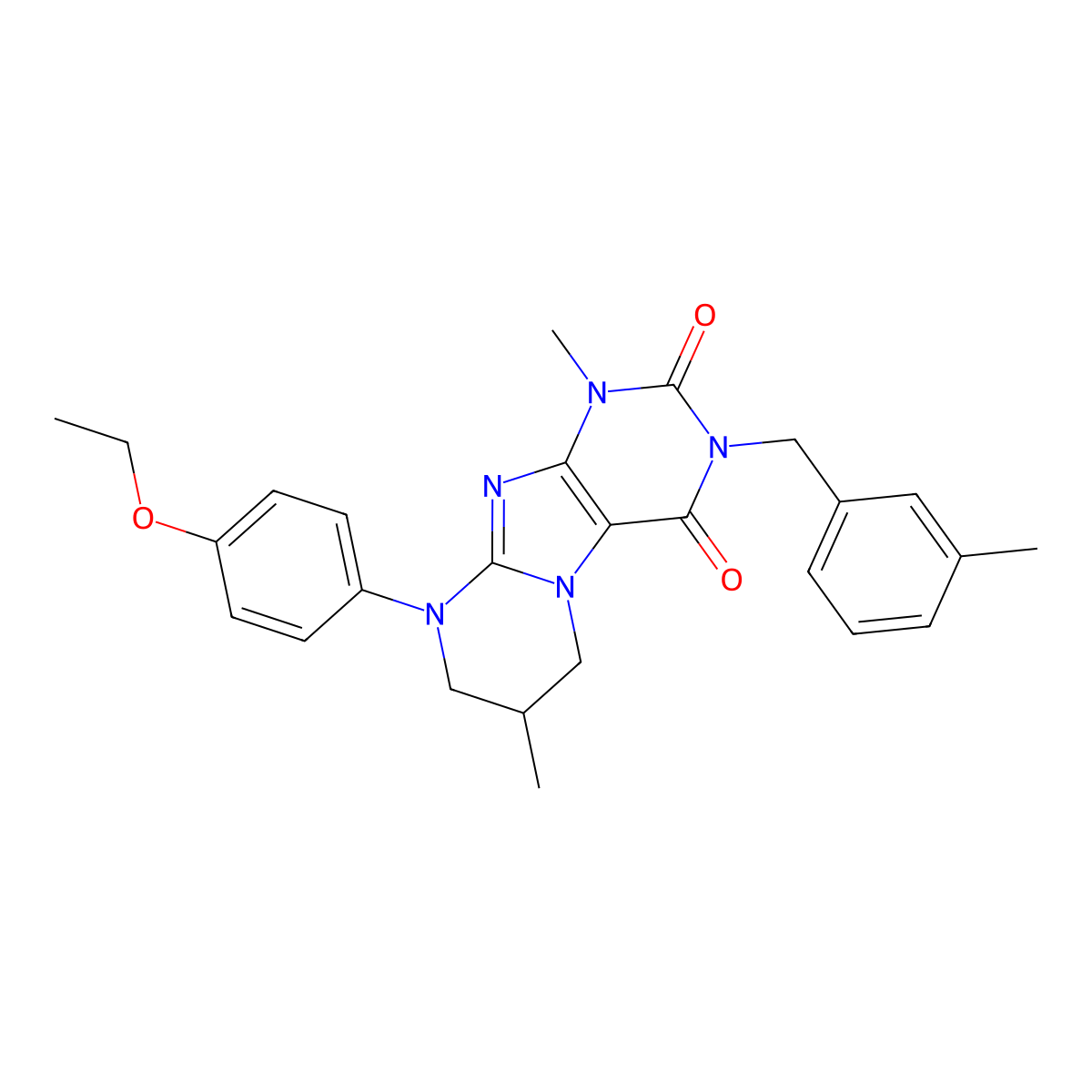9-(4-ethoxyphenyl)-1,7-dimethyl-3-[(3-methylphenyl)methyl]-7,8-dihydro-6H-purino[7,8-a]pyrimidine-2,4-dione molecular structure, CAS 844851-01-0
