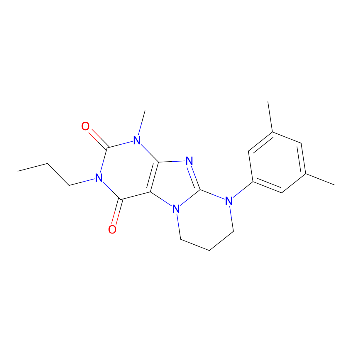 9-(3,5-dimethylphenyl)-1-methyl-3-propyl-7,8-dihydro-6H-purino[7,8-a]pyrimidine-2,4-dione molecular structure, CAS 844851-28-1