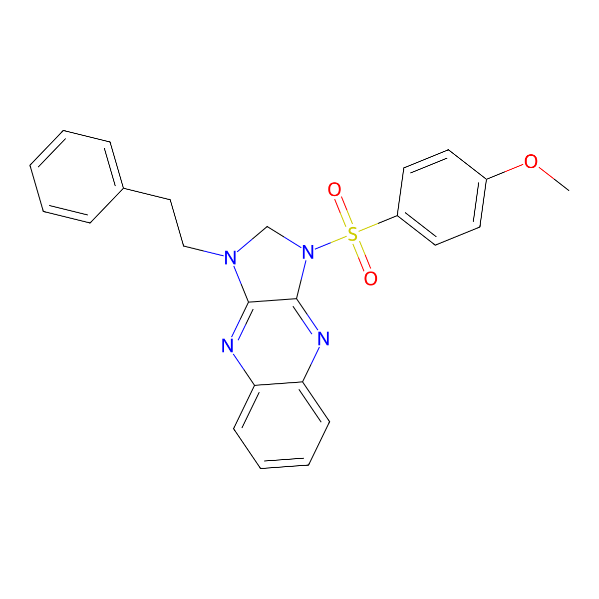 1-((4-methoxyphenyl)sulfonyl)-3-phenethyl-2,3-dihydro-1H-imidazo[4,5-b]quinoxaline molecular structure, CAS 844851-71-4