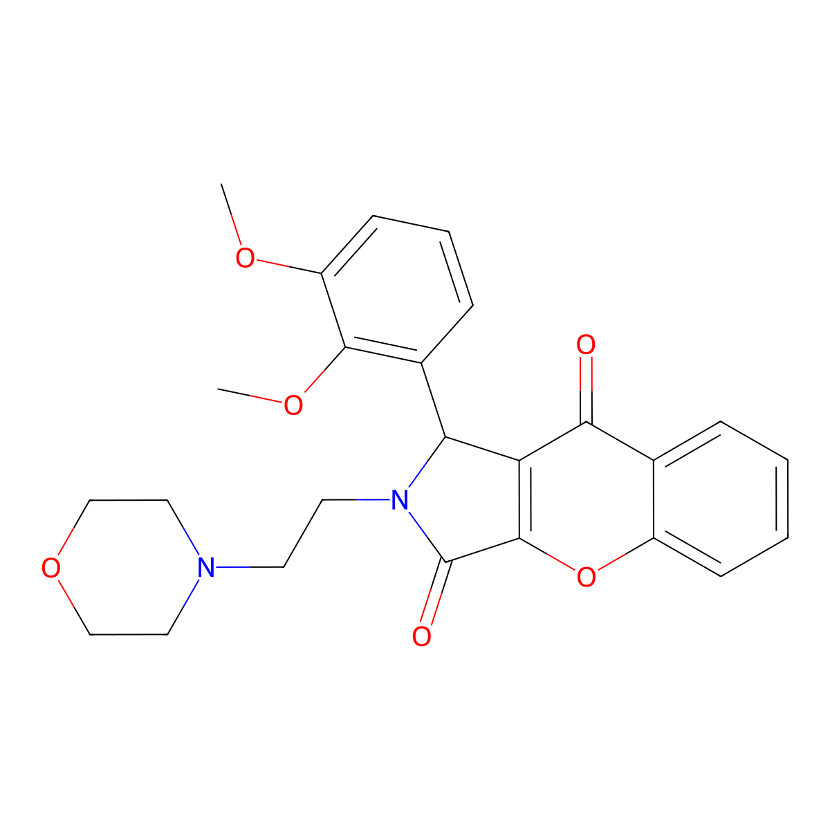 1-(2,3-dimethoxyphenyl)-2-(2-morpholin-4-ylethyl)-1H-chromeno[2,3-c]pyrrole-3,9-dione molecular structure, CAS 844852-39-7