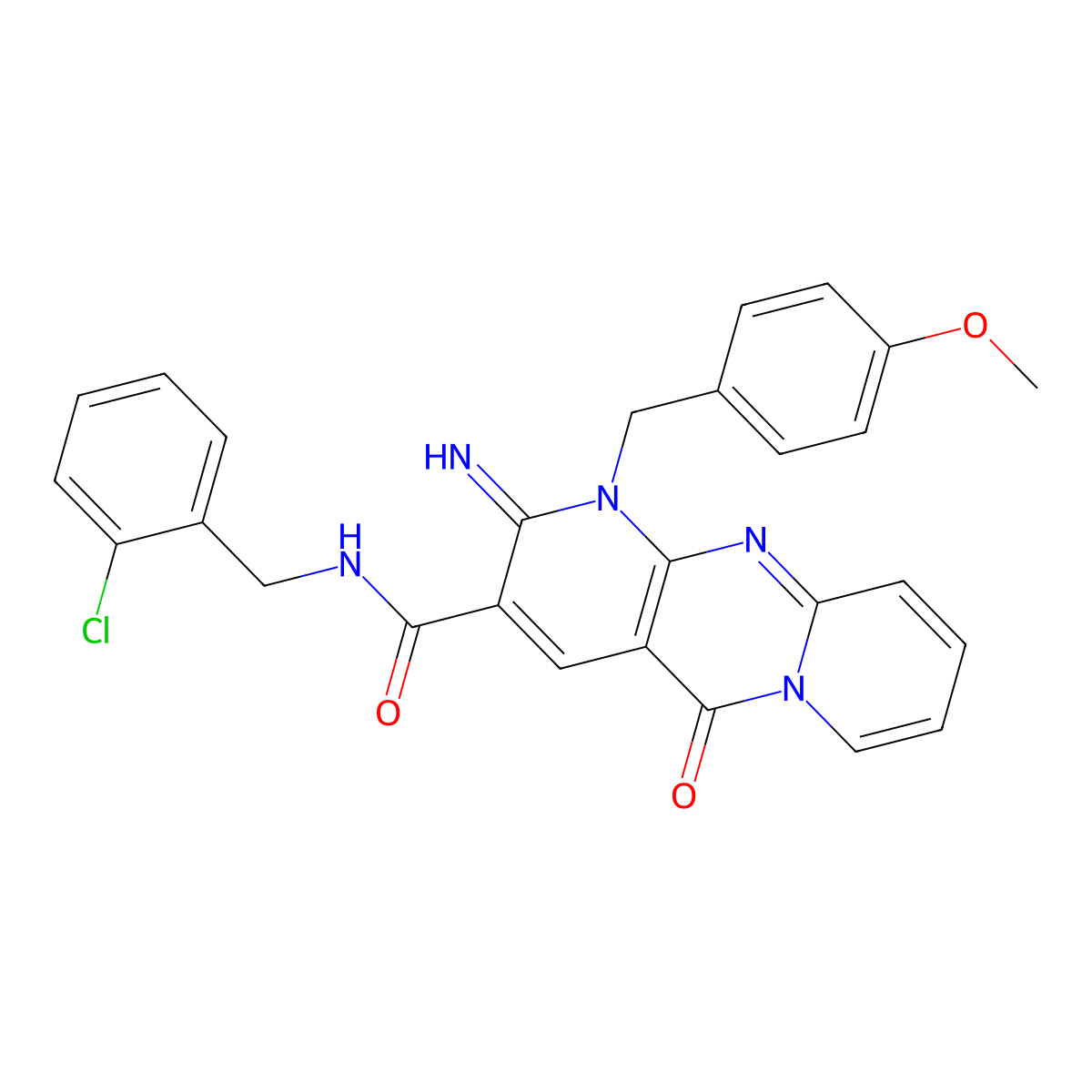 N~3~-(2-chlorobenzyl)-2-imino-1-(4-methoxybenzyl)-5-oxo-1,5-dihydro-2H-dipyrido[1,2-a:2,3-d]pyrimidine-3-carboxamide molecular structure, CAS 844853-02-7