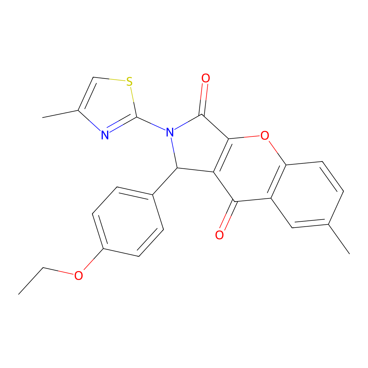 1-(4-Ethoxyphenyl)-7-methyl-2-(4-methylthiazol-2-yl)-1,2-dihydrochromeno[2,3-c]pyrrole-3,9-dione molecular structure, CAS 844853-10-7