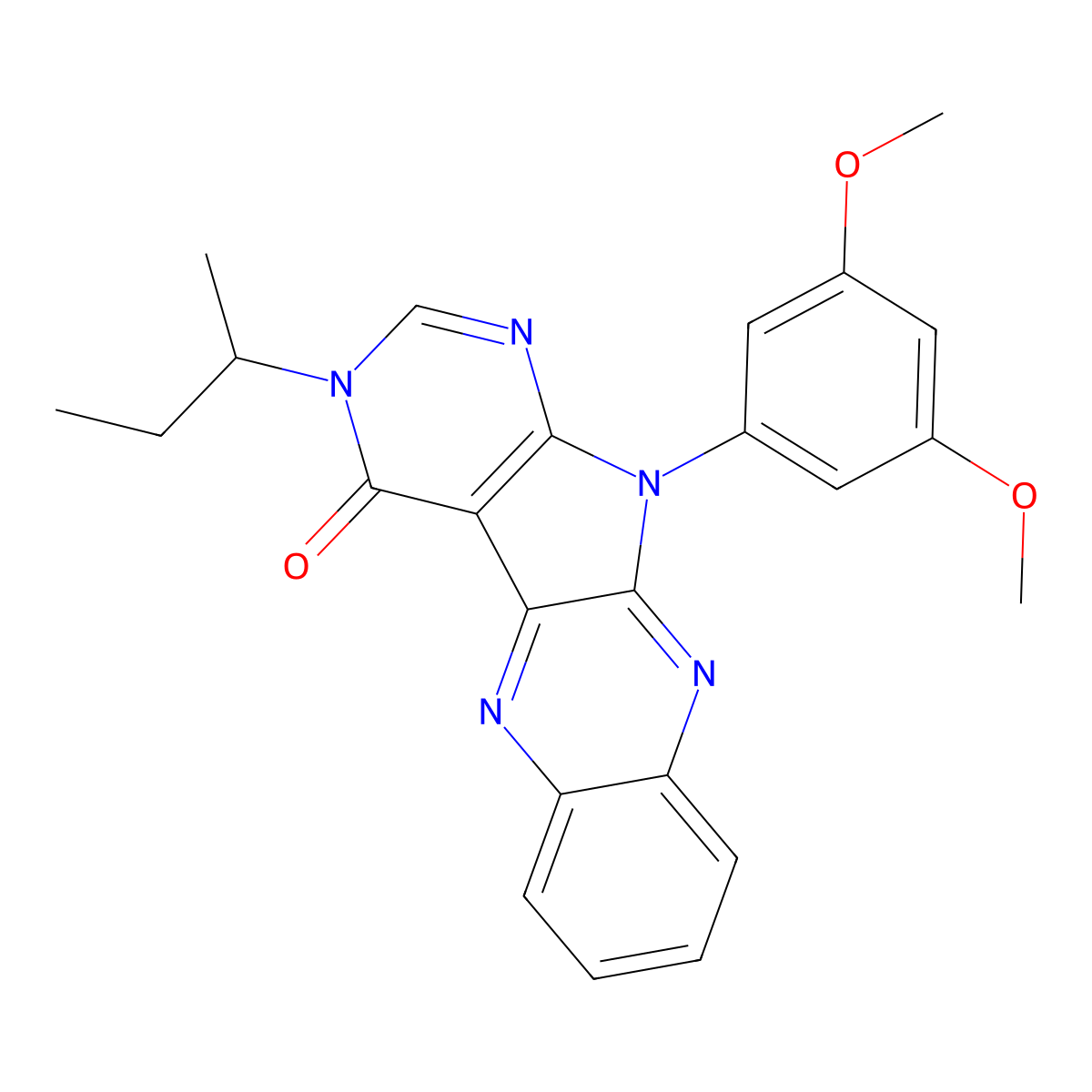 3-(sec-butyl)-11-(3,5-dimethoxyphenyl)-3H-pyrimido[5',4':4,5]pyrrolo[2,3-b]quinoxalin-4(11H)-one molecular structure, CAS 844853-14-1