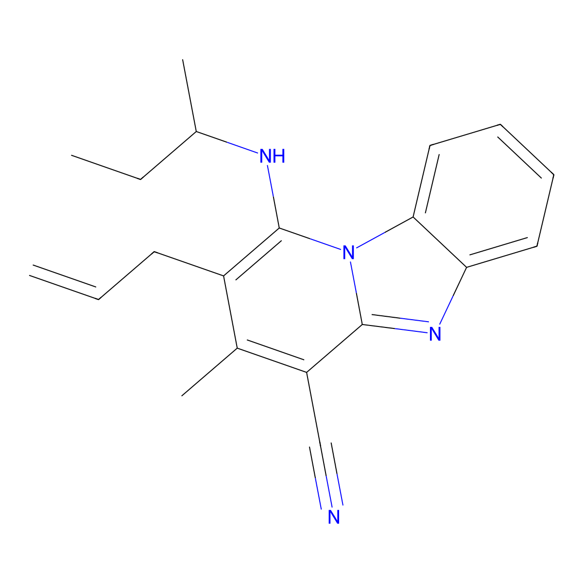 1-(Butan-2-ylamino)-3-methyl-2-prop-2-enylpyrido[1,2-a]benzimidazole-4-carbonitrile molecular structure, CAS 844853-17-4