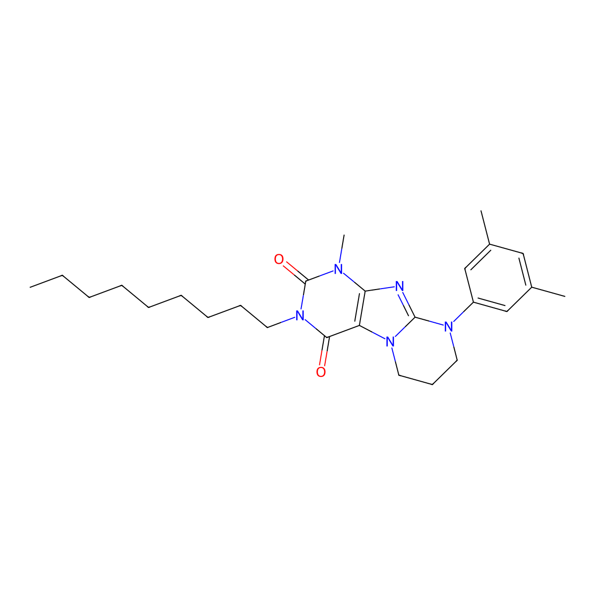 9-(3,5-dimethylphenyl)-1-methyl-3-nonyl-7,8-dihydro-6H-purino[7,8-a]pyrimidine-2,4-dione molecular structure, CAS 844853-60-7