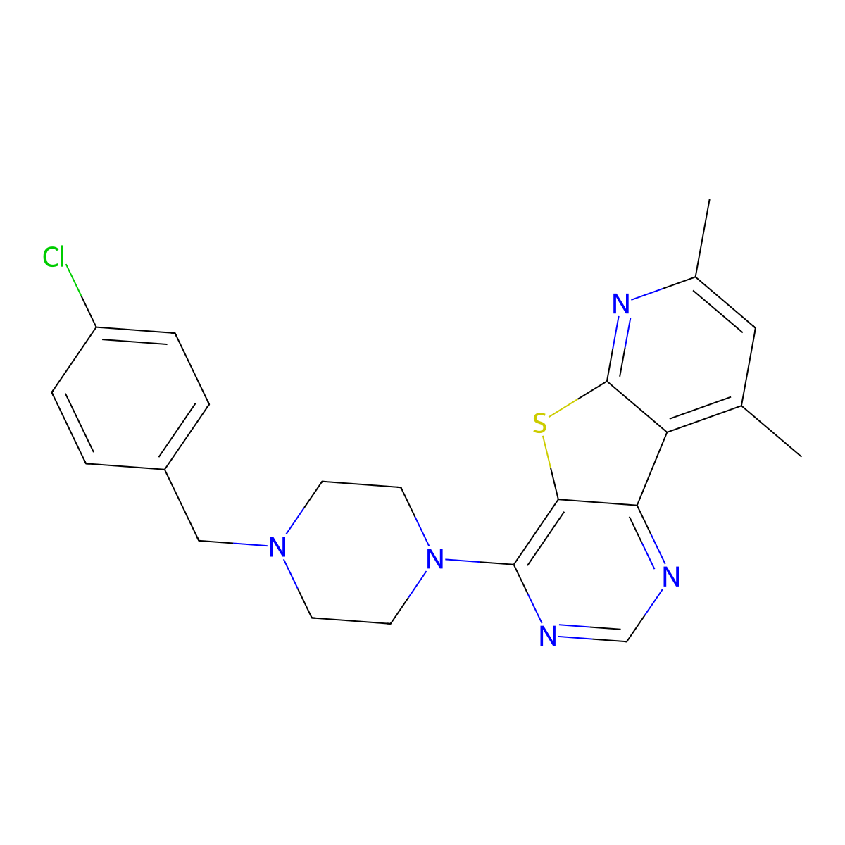 4-[4-(4-Chlorobenzyl)piperazin-1-yl]-7,9-dimethylpyrido[3',2':4,5]thieno[3,2-d]pyrimidine molecular structure, CAS 844853-77-6