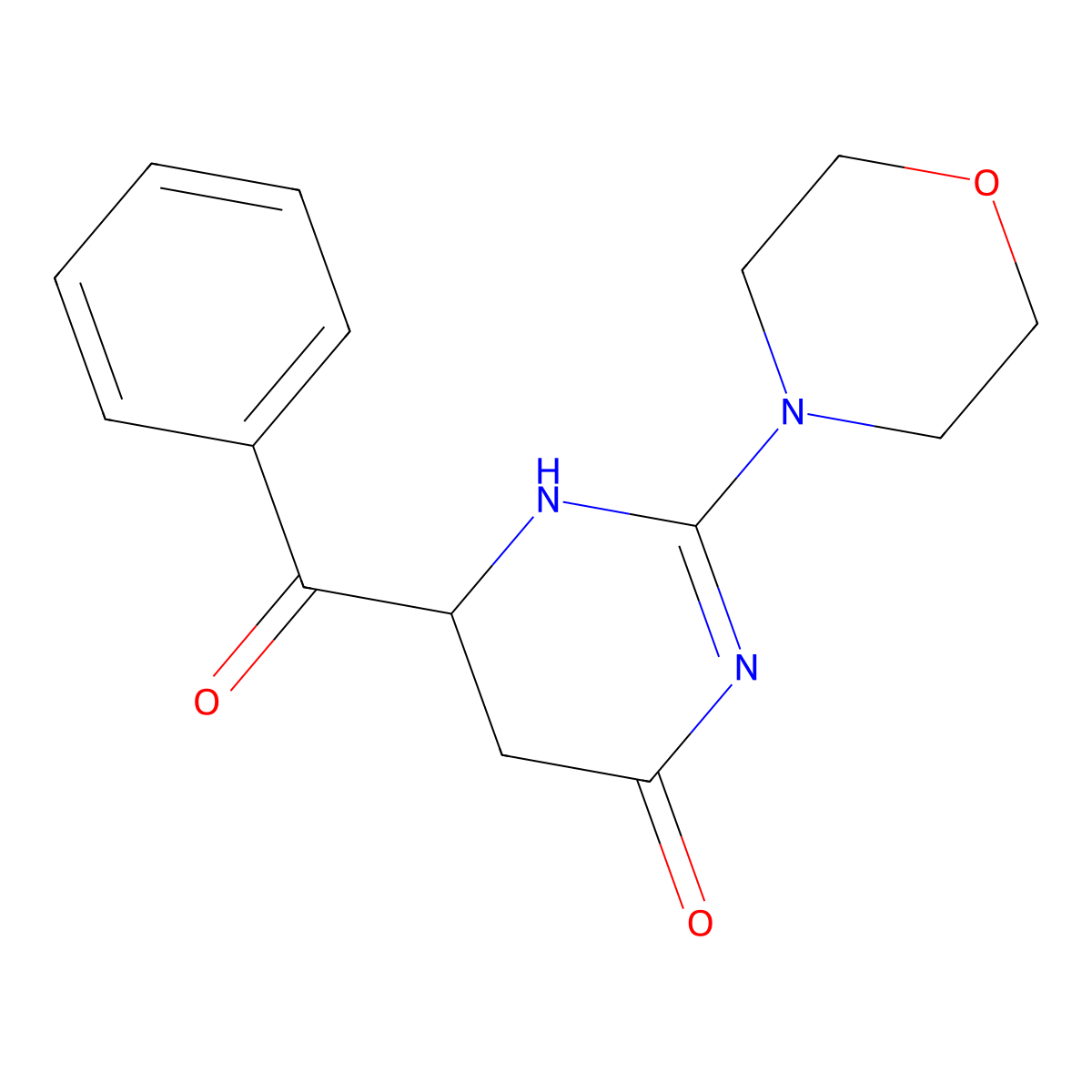 2-(morpholin-4-yl)-6-(phenylcarbonyl)-5,6-dihydropyrimidin-4(1H)-one molecular structure, CAS 844853-86-7